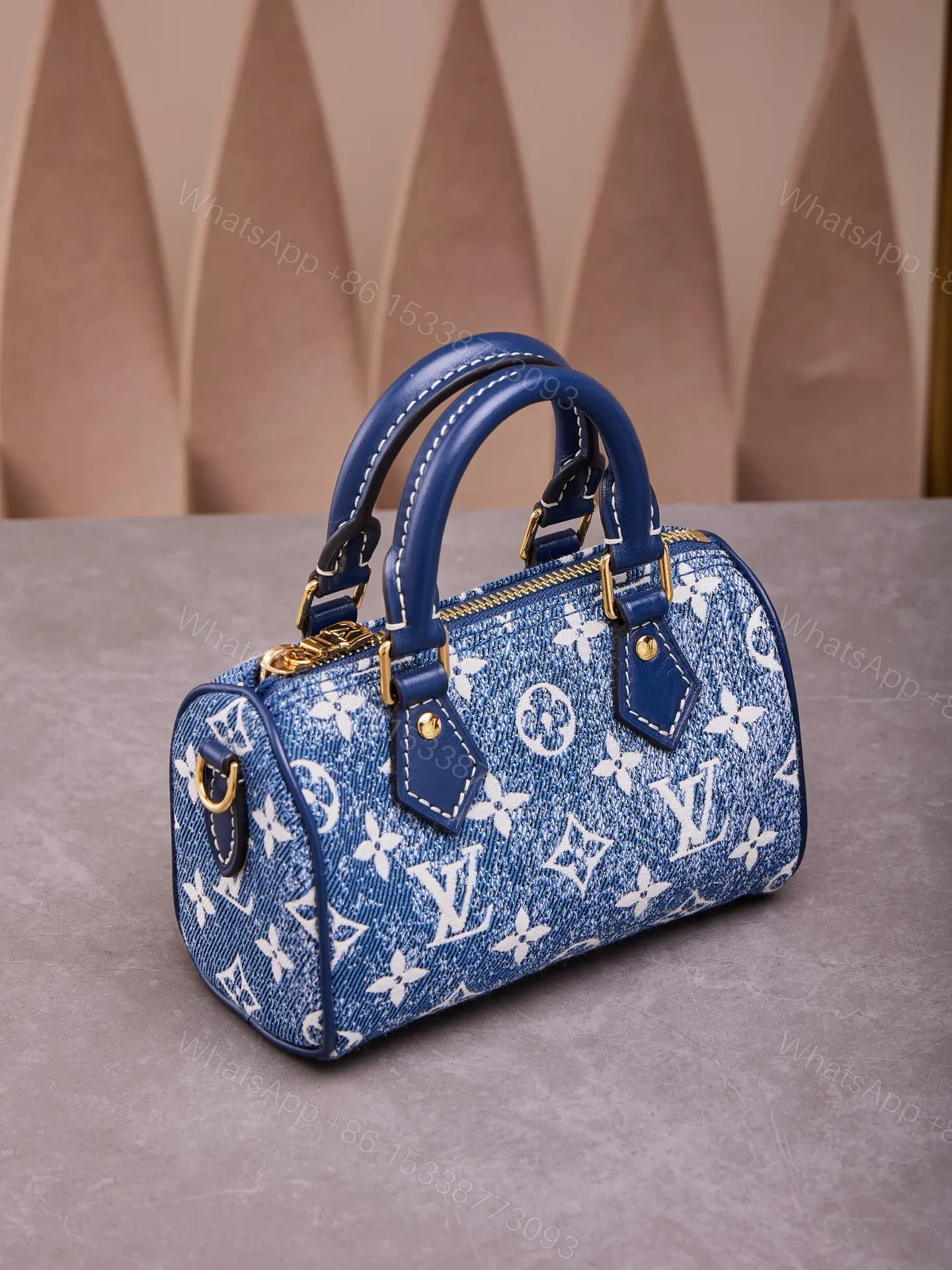 View 2 of Louis Vuitton LV Speedy Monogram Demin Woman’s Like Auth Handbags 16x10x7.5cm