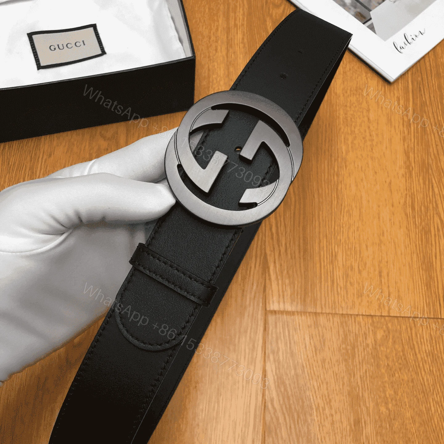 View 5 of GUCCI INTERLOCKING-G LEATHER BELT – B12
