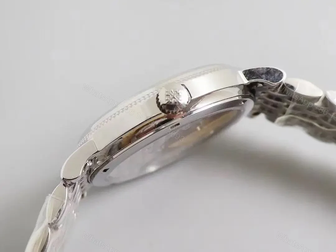 View 5 of Patek Philippe Calatrava 5120G White Dial with Roman Numerals and Baton Hands Ultra Thin Italian Leather Strap Cal.240 Movement Platinum Coated Beaded Bezel