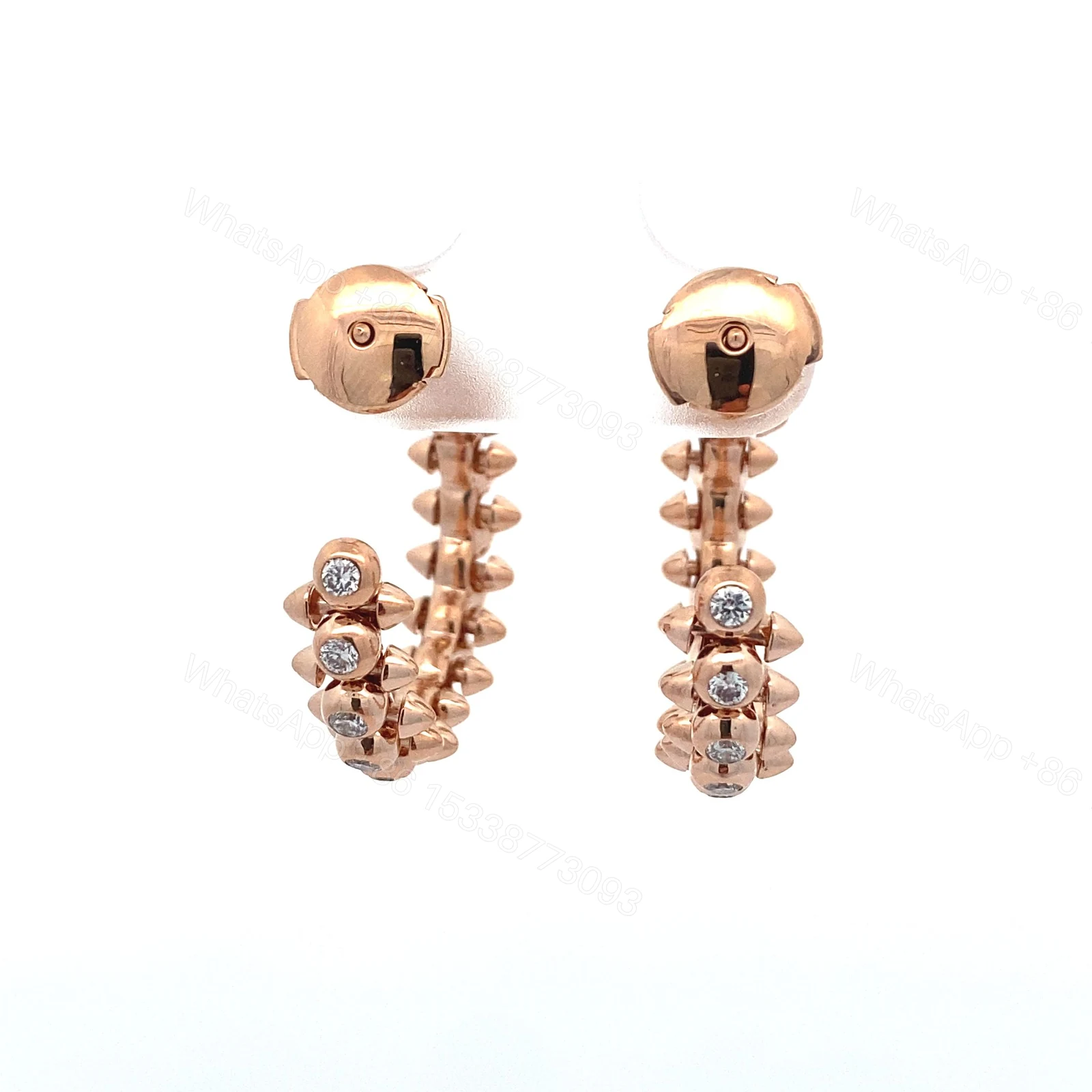 View 2 of 18K Clash De Cartier Rose Gold Diamond Hoop Earrings