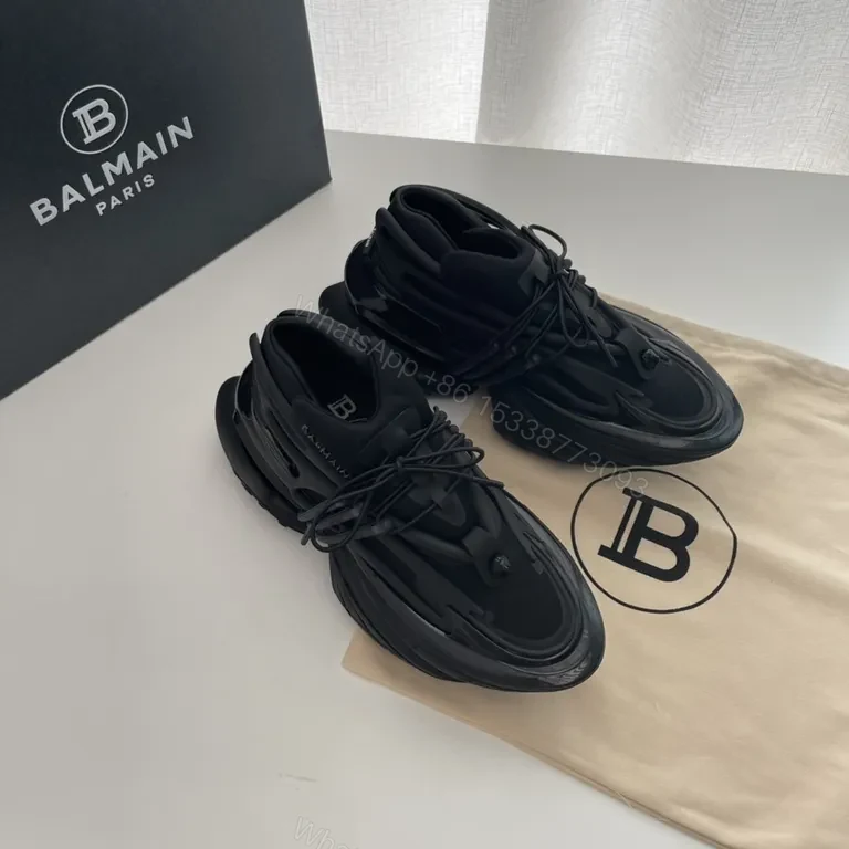 Bold Black Balmain High-Top Sneakers: Sculpted Comfort — view 1