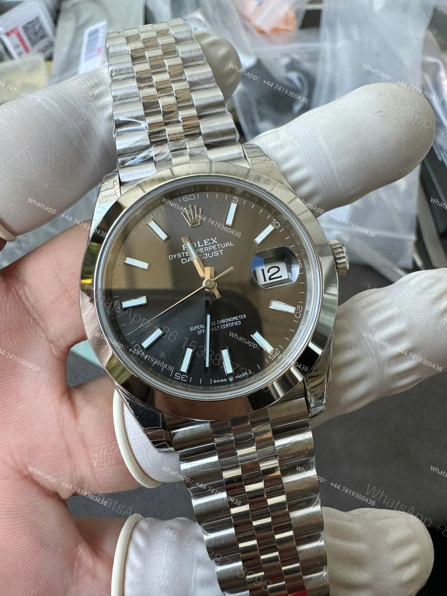 View 4 of Rolex Datejust M126300-0008 1:1 Replica Gray Dial Jubilee 41MM 3235 Movement Super Clone Watch