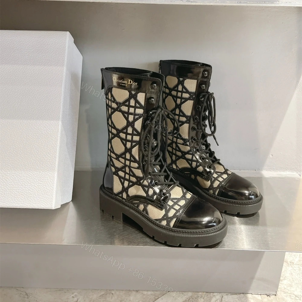 View 4 of 高仿Dior*D-Unit系列KDT135走秀款工裝中筒靴秋冬季卡其免檢版