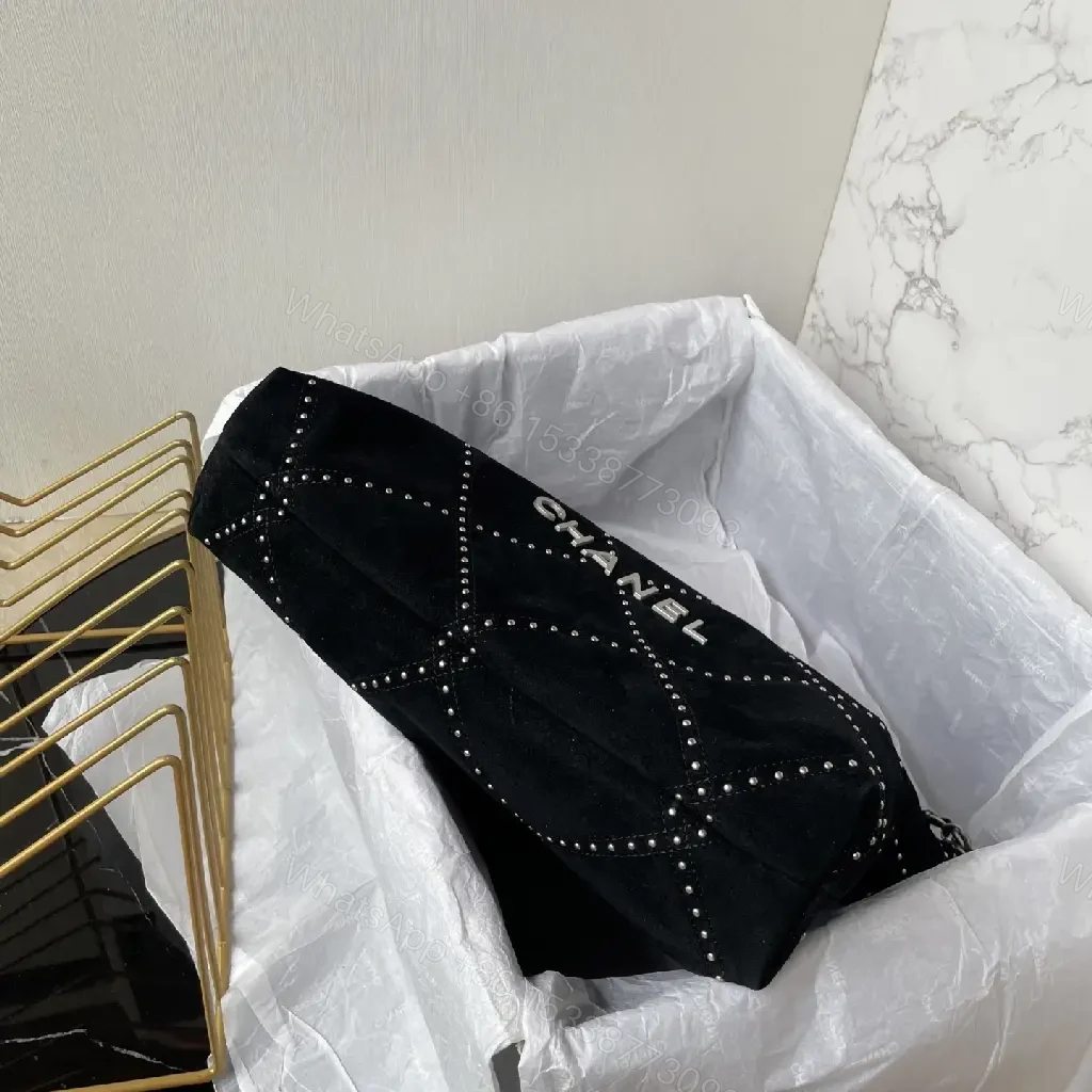 View 9 of Black Satin Quilted Bag with Diamond Stitching, Silver Chain Strap
