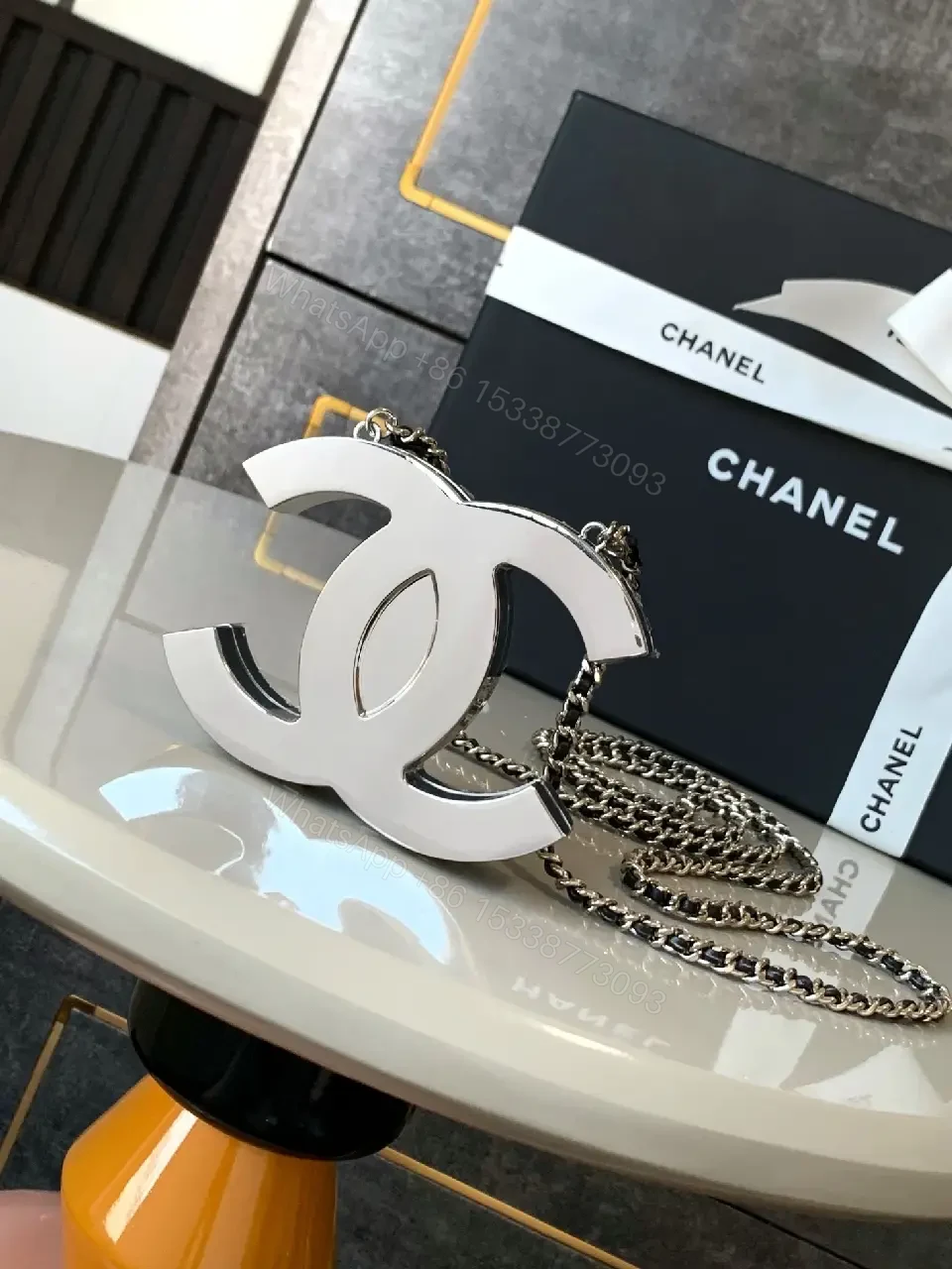 View 7 of Silver Interlock Necklace: Modern Luxe Statement Piece