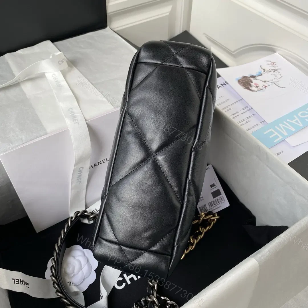 View 5 of Chanel 19 Flap Bag Black Lambskin Gold Hardware