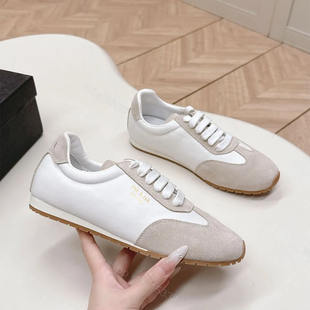View 5 of PRADA Nappa leather and suede sneakers