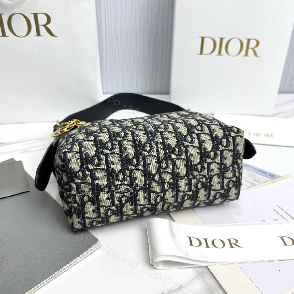 View 8 of Monogram Textured Bucket Bag: Black Leather Trim, Gold Hardware, Medium