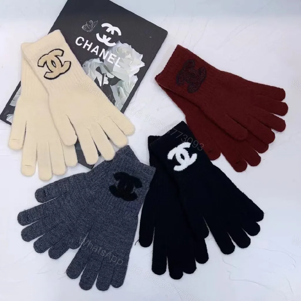 View 8 of Cozy Knit Set: Textured Scarf, Beanie & Gloves with Logo