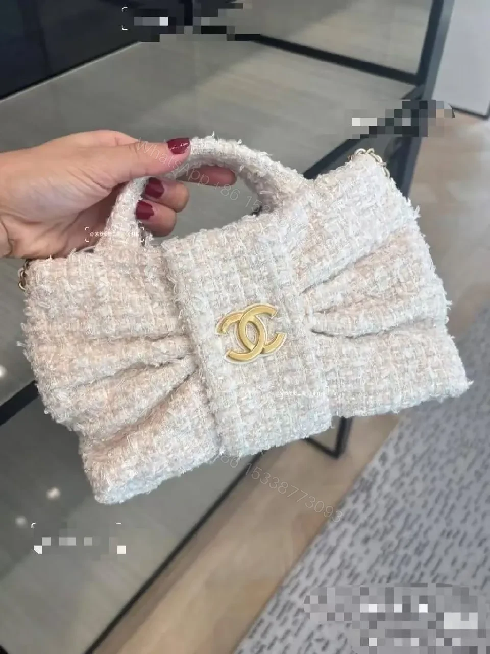 Cream Bouclé Mini Bag: Luxe Texture, Modern Versatility — view 1
