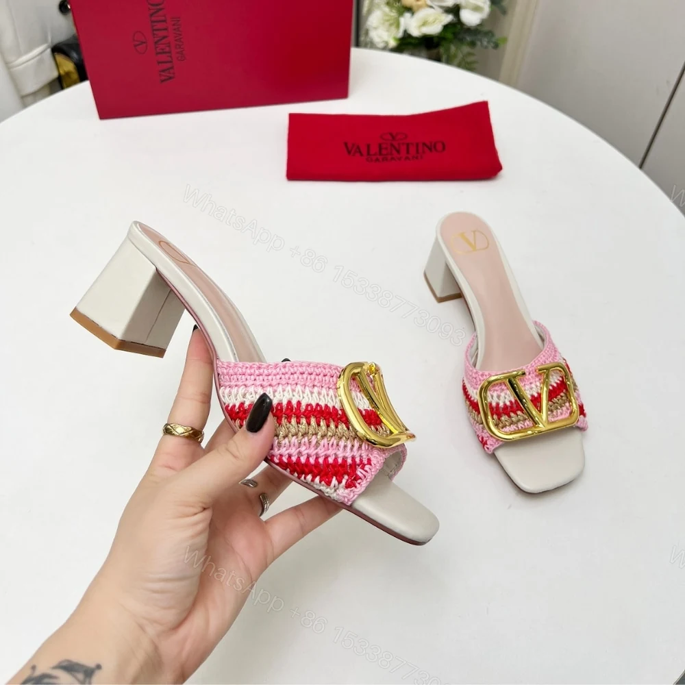 View 6 of VALENTINO GARAVANI CROCHET VLOGO SIGNATURE SLIDE SANDALS PINK
