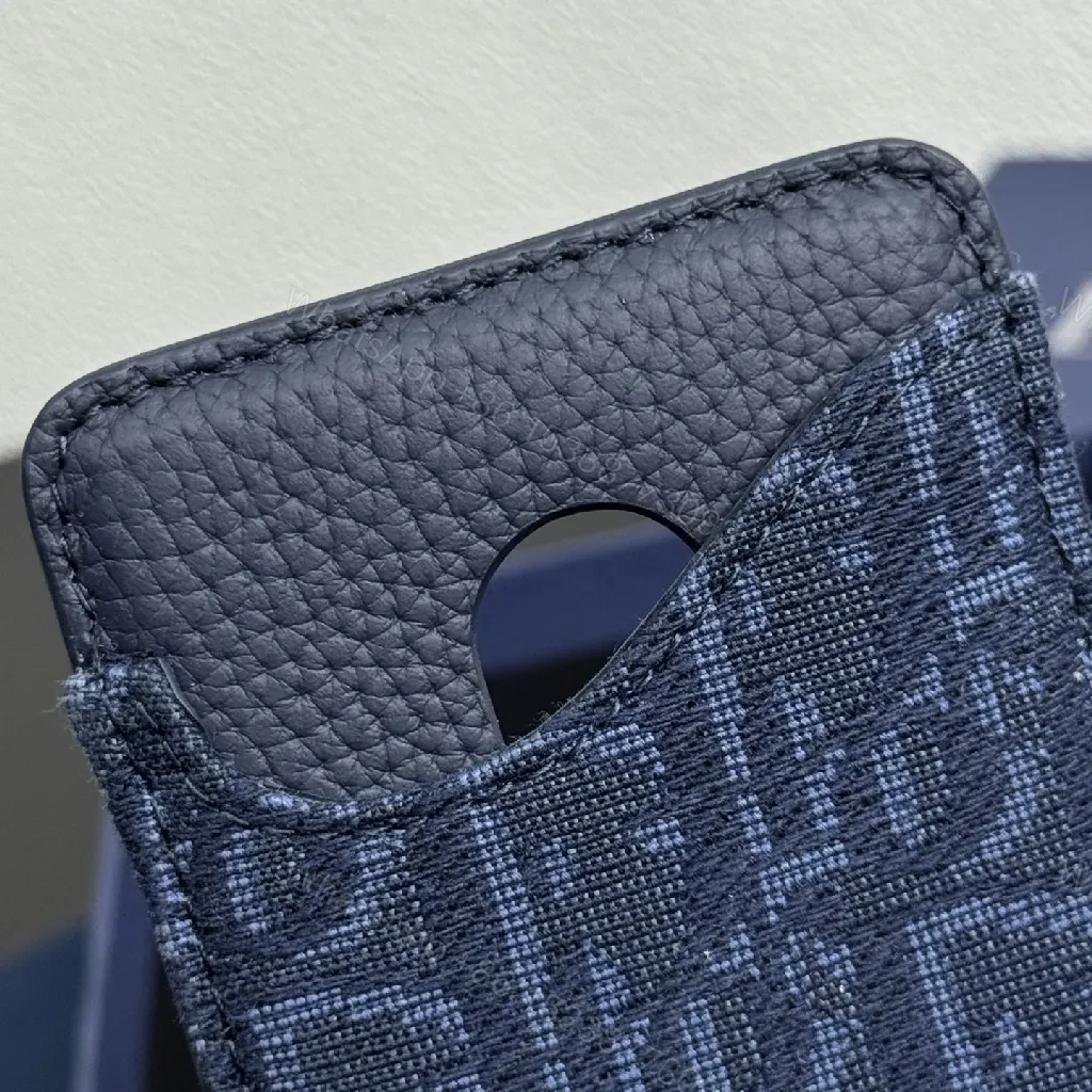 View 3 of Blue Patterned Card Case — Textured Luxe, Slim Organizer