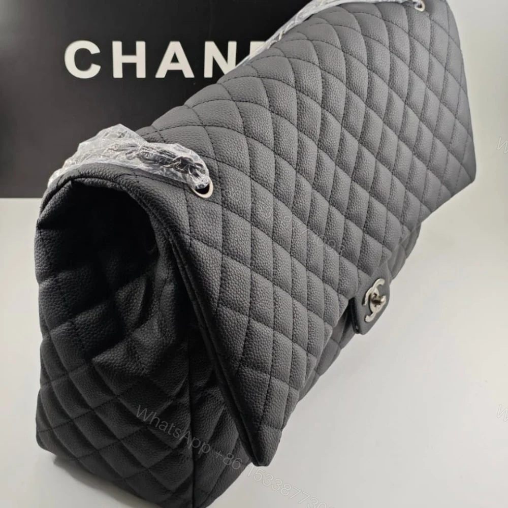 View 3 of CHANEL XXL AIRLINE CLASSIC TRAVEL FLAP BAG CAVIAR BLACK SILVER HARDWARE 46CM