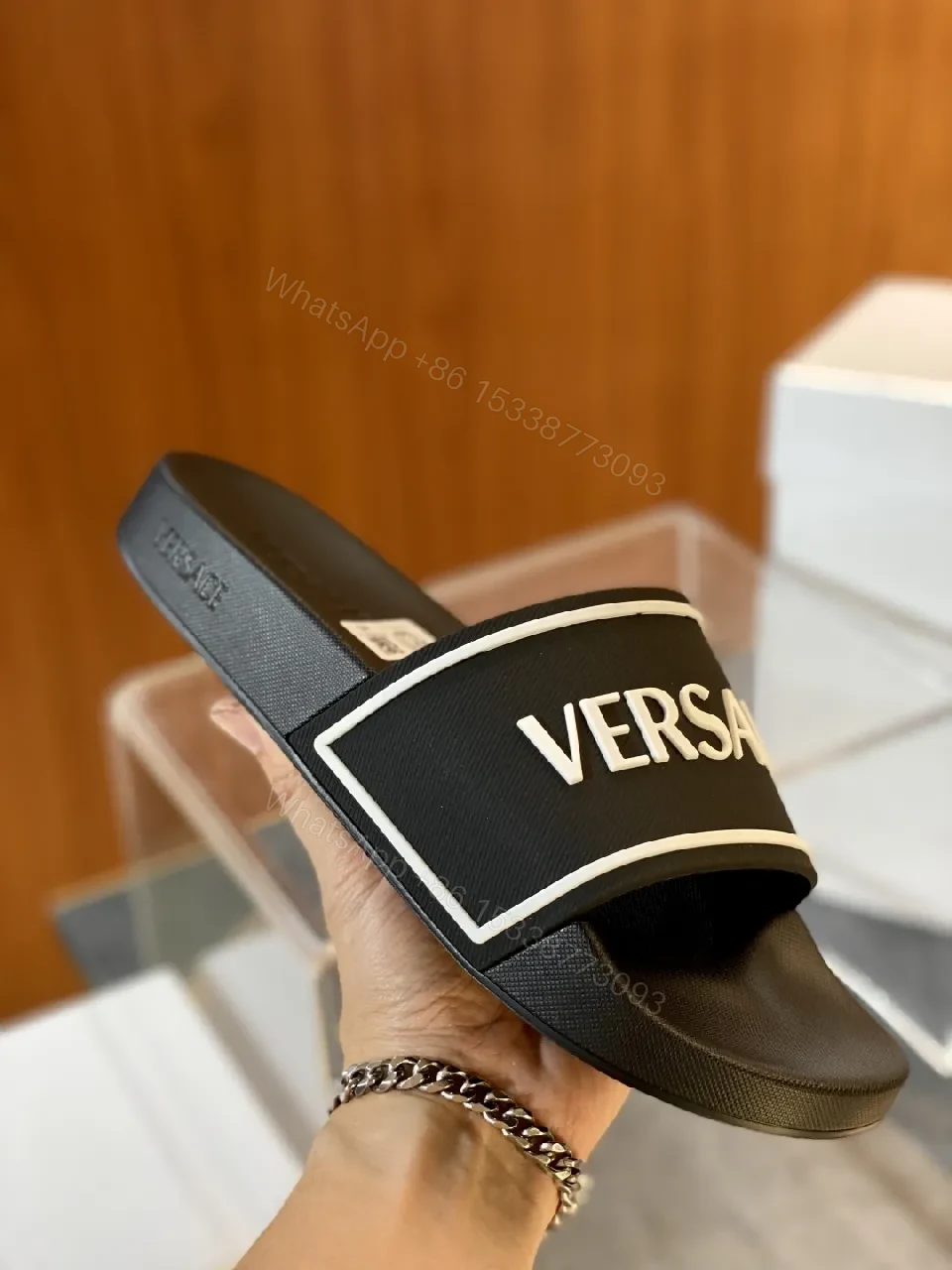 View 9 of Bold Black + EVA Slide Sandals + Open-Toe Luxe + Signature Branding Comfort + Sandals