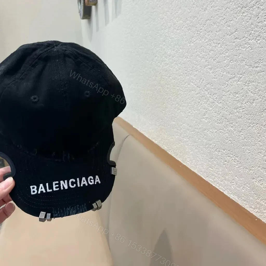 View 7 of Black Cotton Cap with Subtle Hardware Details