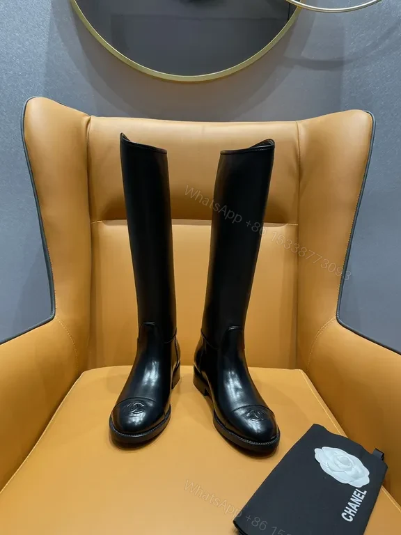 View 7 of Elegant Knee-High Leather Boots - Subtle Luxury Detailing