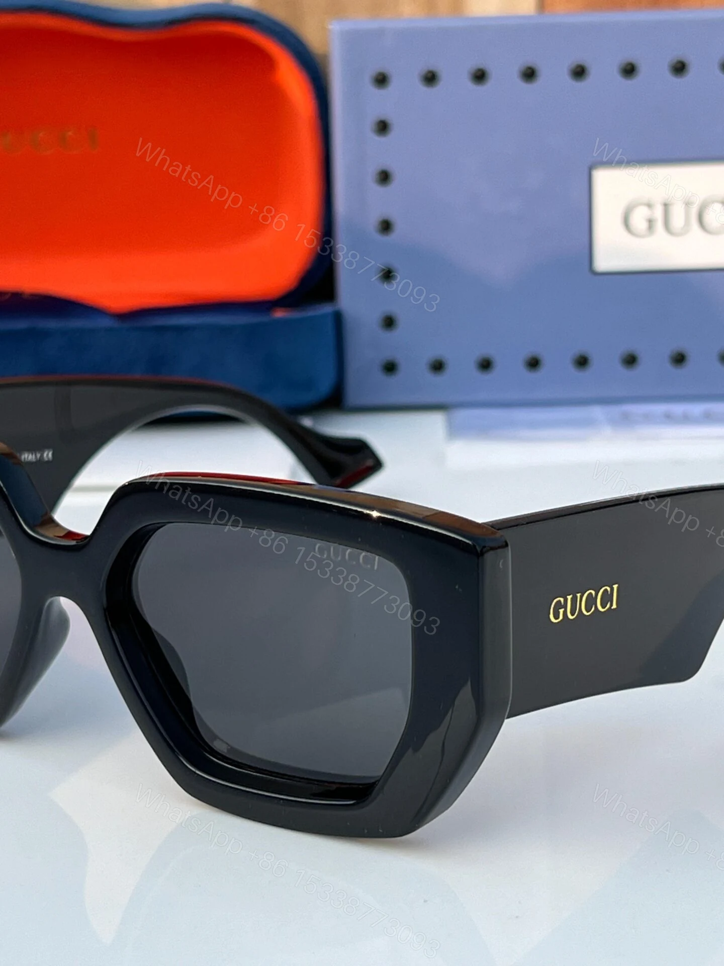 View 2 of Gucci Bold Square Frame Black Sunglasses