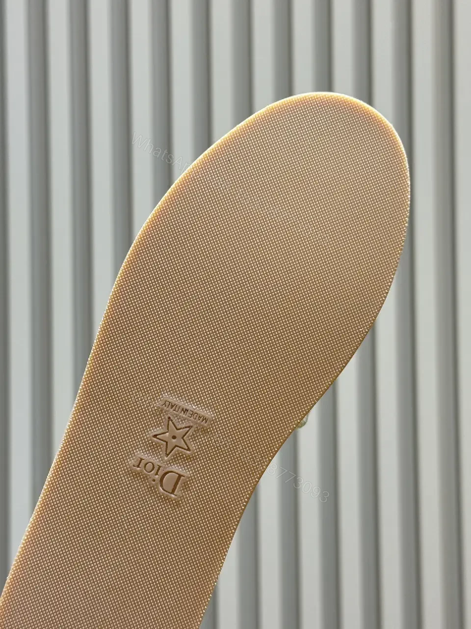 View 6 of Textured Dior-Inspired Knit Slide with Logo Strap