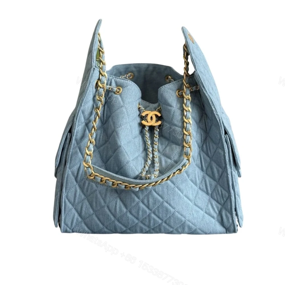 Chanel 25 Medium Handbag Washed Denim Blue And Gold Tone Metal 35Cm AS5311 B20603 U0475 — view 1