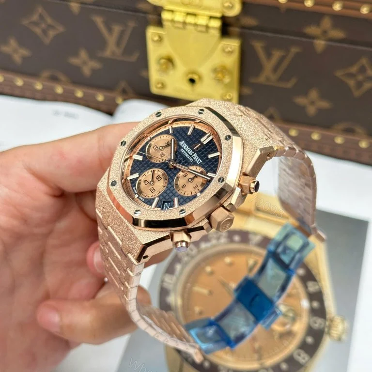 View 7 of Audemars Piguet Royal Oak Chronograph Frosted Gold 26240 Super Clone Blue Dial