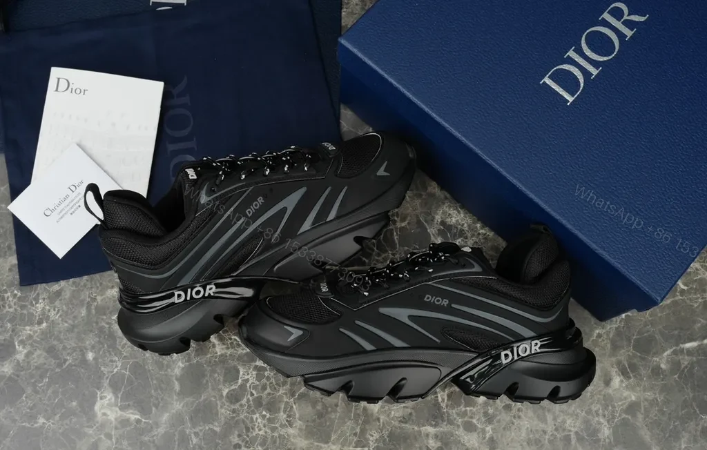 View 8 of Bold Dior-Influenced Sneakers: Luxe All-Black, Sculpted Comfort
