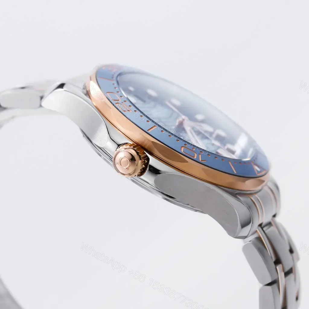 View 6 of Omega Seamaster 300M Series Blue Dial with Stainless Steel and Rose Gold Bracelet 42MM Case Custom 8800 Movement