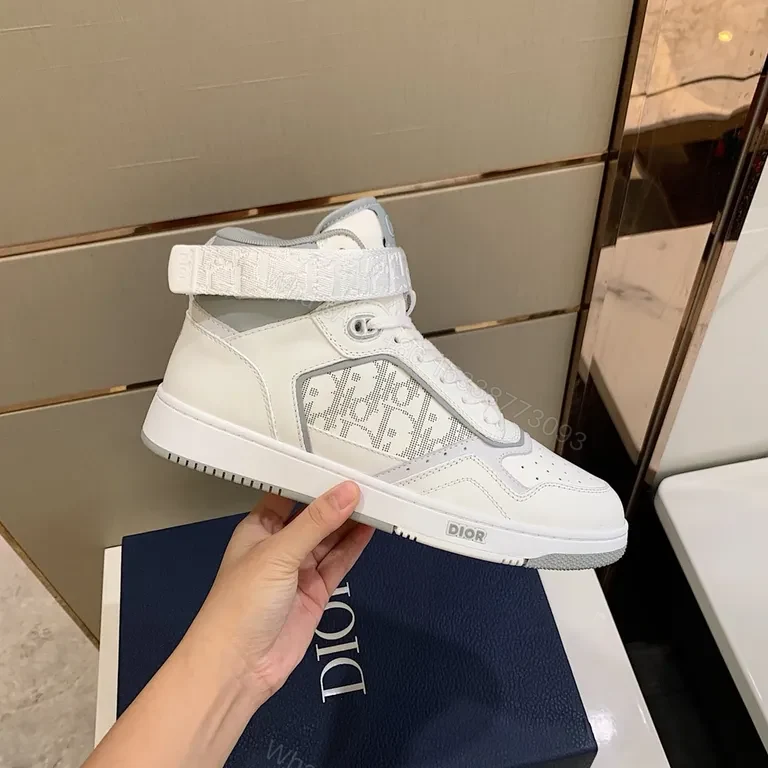 View 7 of White Dior-Infused High-Top Sneakers: Luxe Comfort