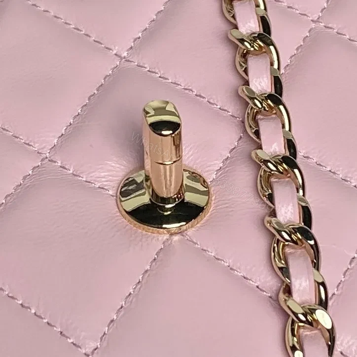 View 6 of Pastel Quilted Bag with Gold Chain Strap - Luxe Everyday Carry