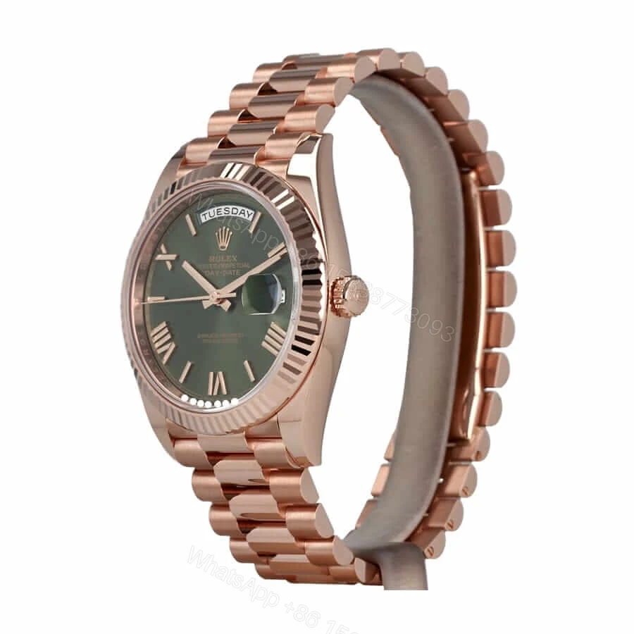 View 2 of Replica Rolex Day-Date Rose Gold President Green Roman Dial 228235