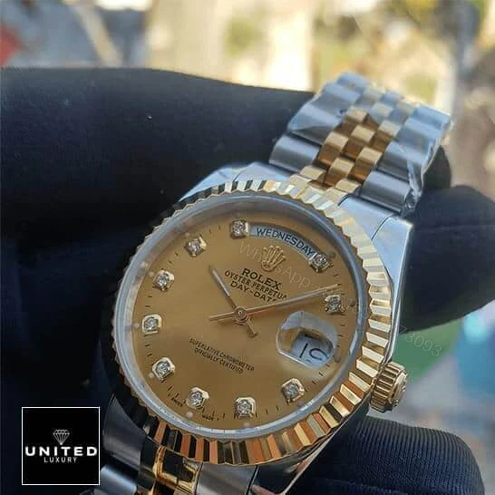 View 4 of Rolex Day-Date 128238 Yellow Gold With Diamond Dial Replica