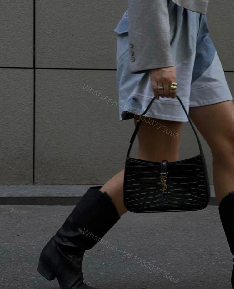 View 6 of FIRST COPY SAINT LAURENT SHOULDER BAG - CROCODILE-EMBOSSED LEATHER AND CLEAN LEATHER