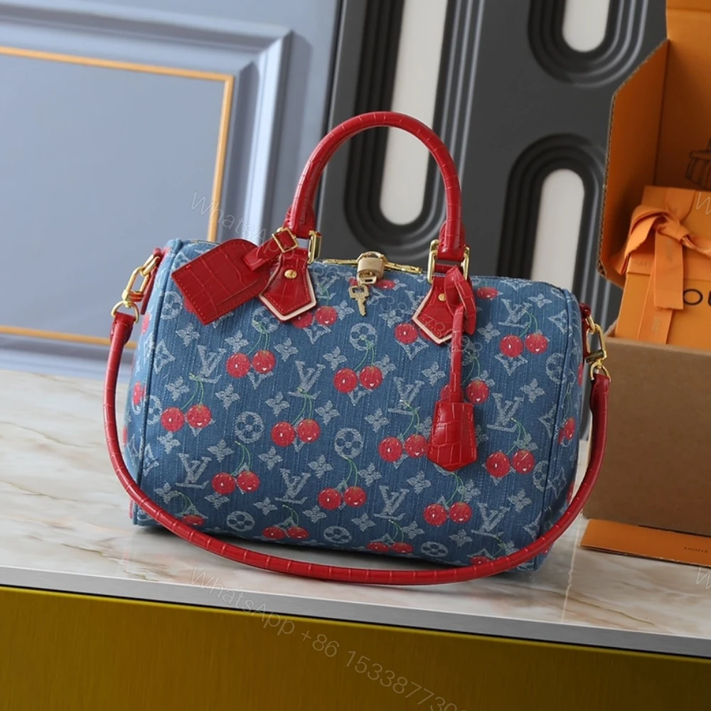 View 2 of Louis Vuitton X Takashi Murakami Bolsa Speedy Soft 30 Monogram Denim Blue 30Cm N87627