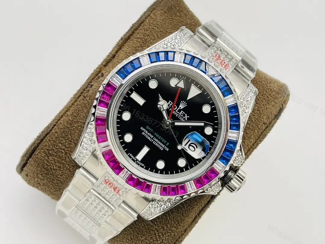 View 3 of Rolex GMT-Master II Black Dial Paved Diamond Bezel 40mm RLX-GMT-BLK-DIA-PAV40