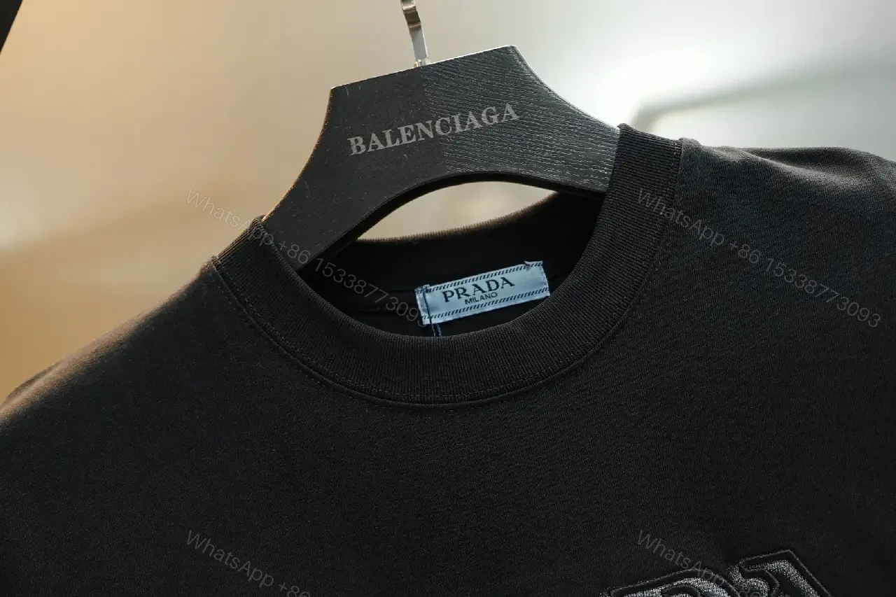 View 8 of black cotton logo-embossed T-shirt for everyday luxury