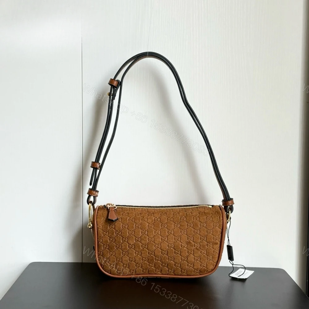 View 2 of Gucci Half Horsebit Mini Bag Brown GG Suede 19Cm