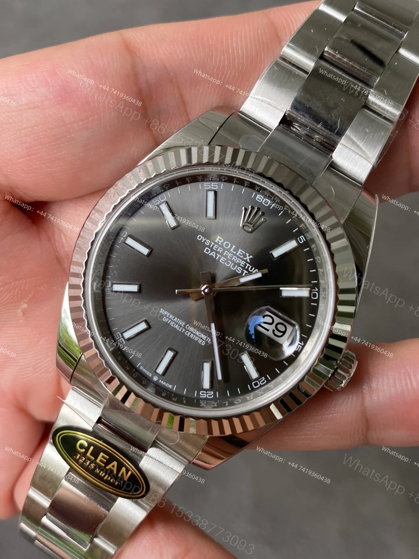 View 6 of Rolex Datejust M126334-0013 1:1 Replica Gray Dial Oyster 41MM 3235 Movement Super Clone Watch