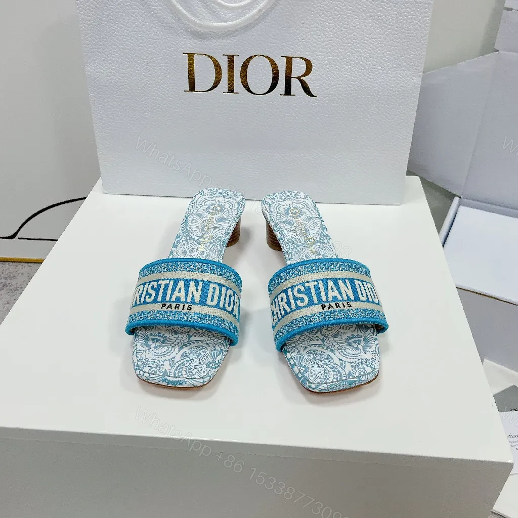 View 3 of Patterned Linen Sandals with Bold Branding - Open-Toe Slide