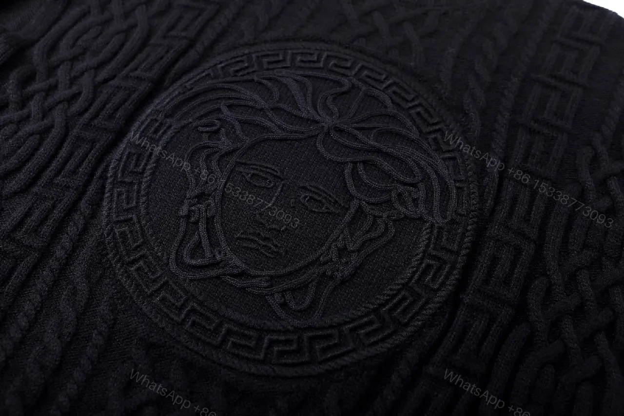 View 5 of Black + Knit + Modern + Medusa texture + Crewneck Sweater