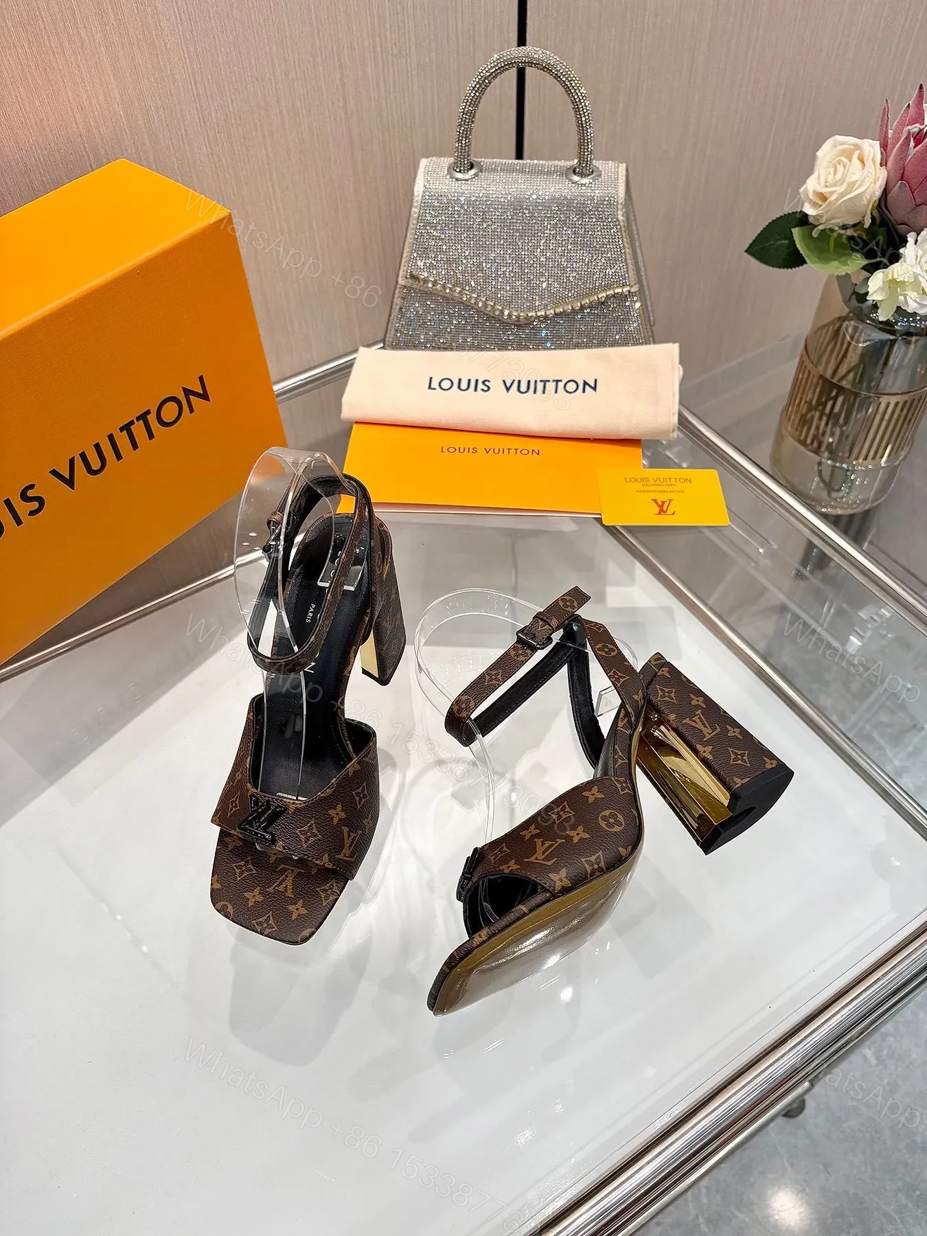 View 4 of LV Women Brown Monogram Canvas Heels