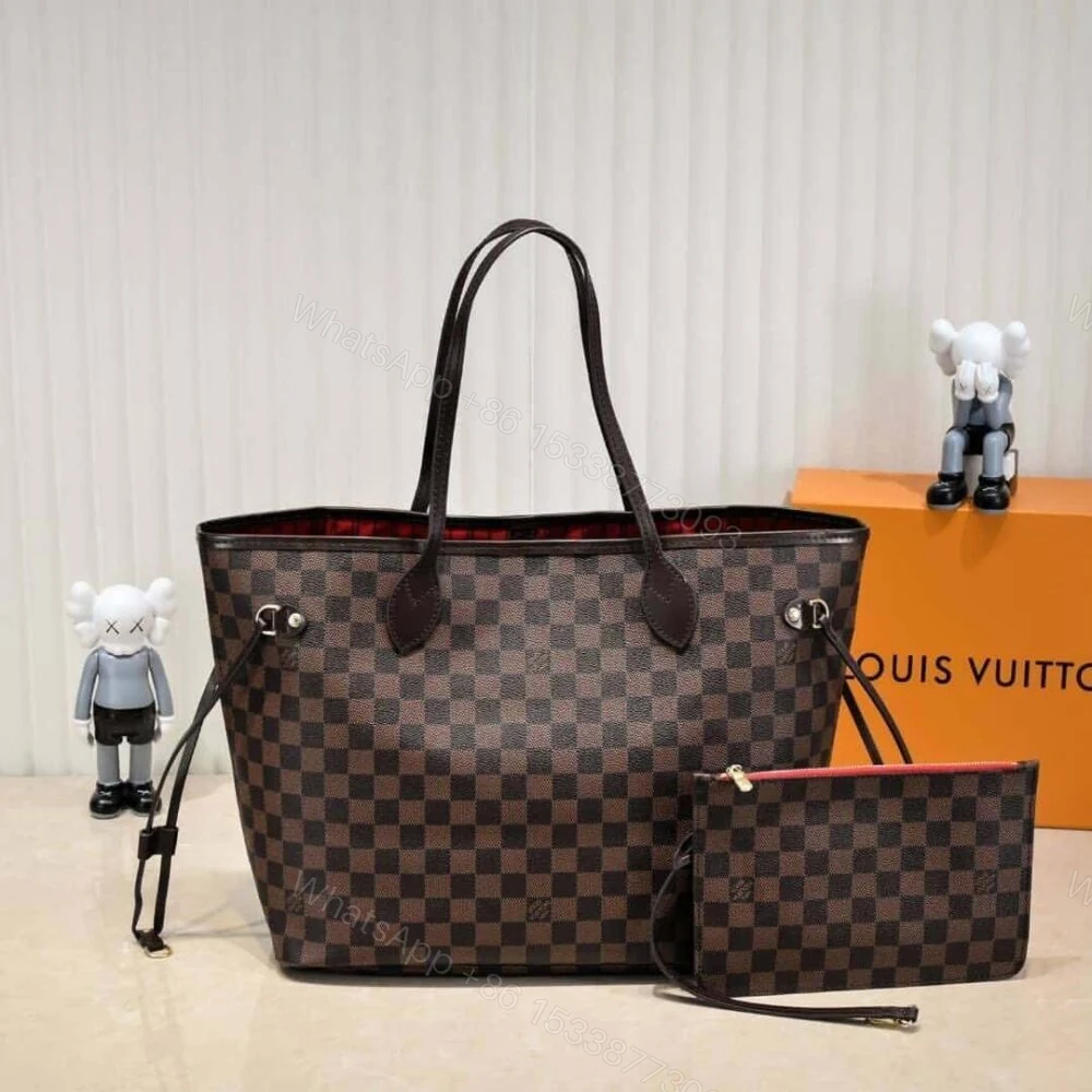 View 2 of Louis Vuitton Neverfull MM Damier Ebene Cerise Red And Brown 32Cm N40599