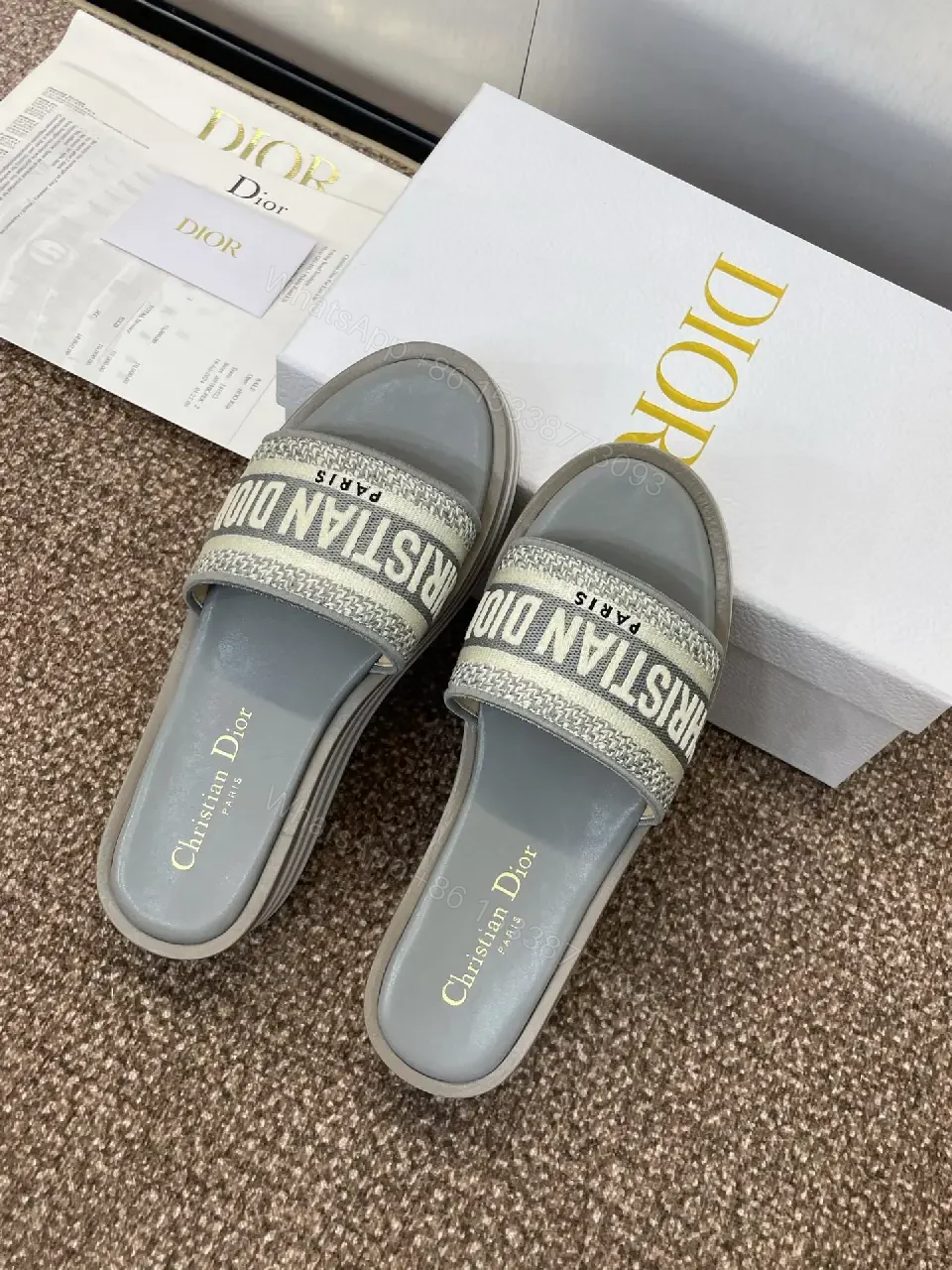 View 10 of Gray Leather Platform Glitter Straps Sandals