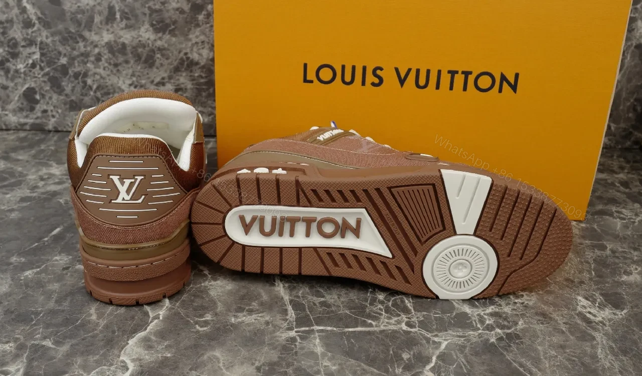 View 2 of Brown Leather & Mesh Louis-Style High-Top Sneakers, Cushioned Comfort