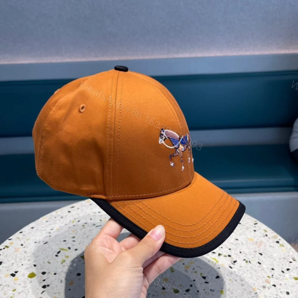 View 2 of Hermes Canvas Baseball Cap Horse Hat Orange