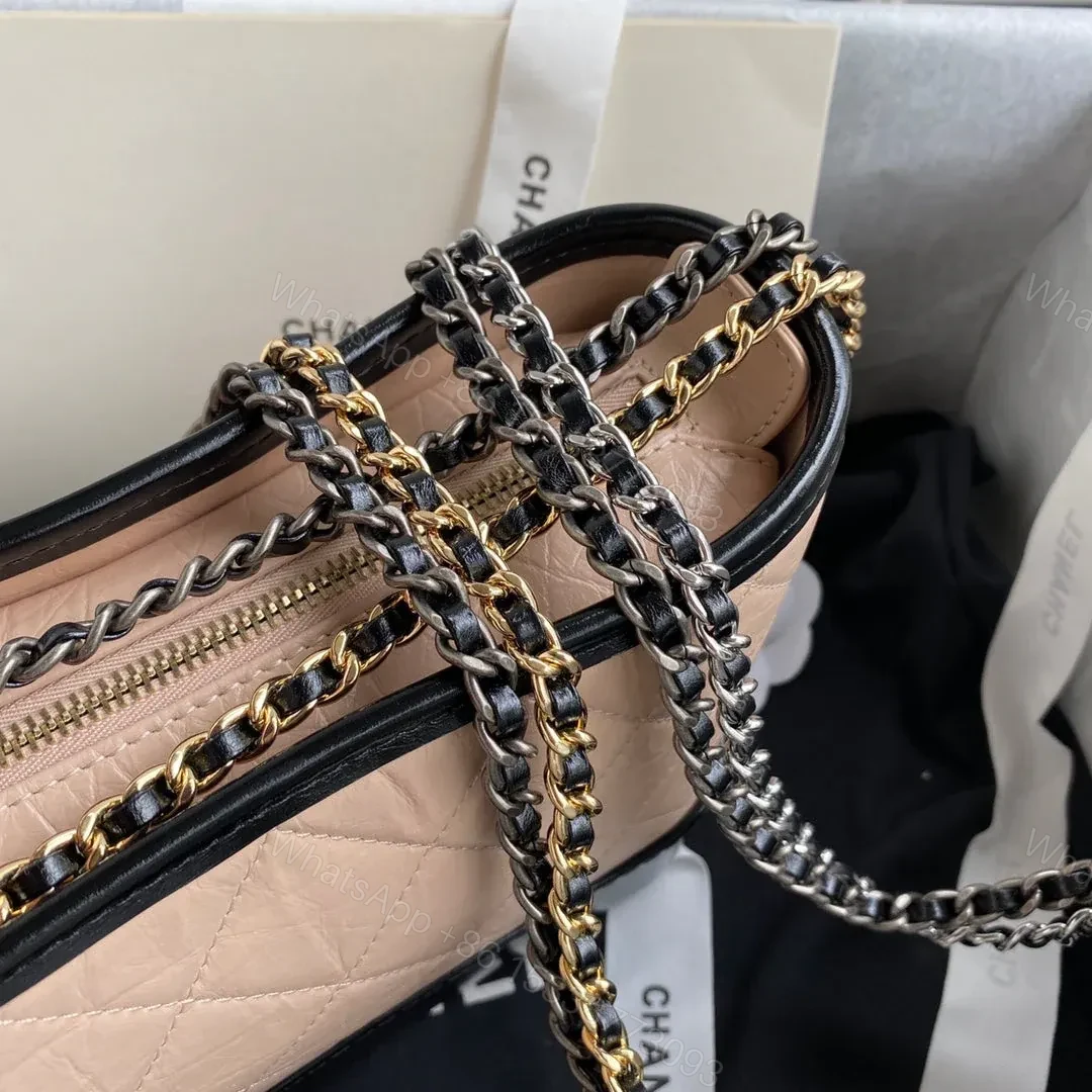 View 6 of CHANEL GABRIELLE MINI 20 HOBO BAG IN ALMOND BEIGE MIX BLACK