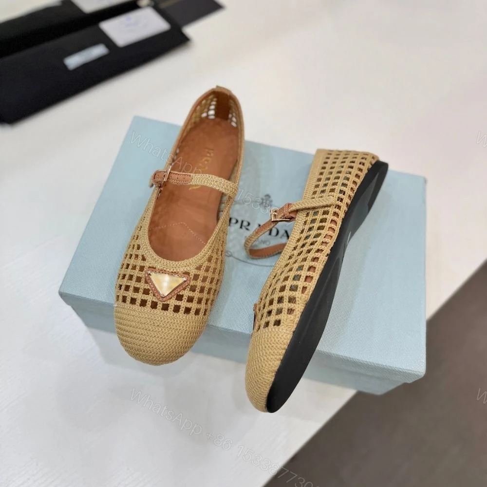 View 6 of Prada Crochet Ballerinas Beige Brown