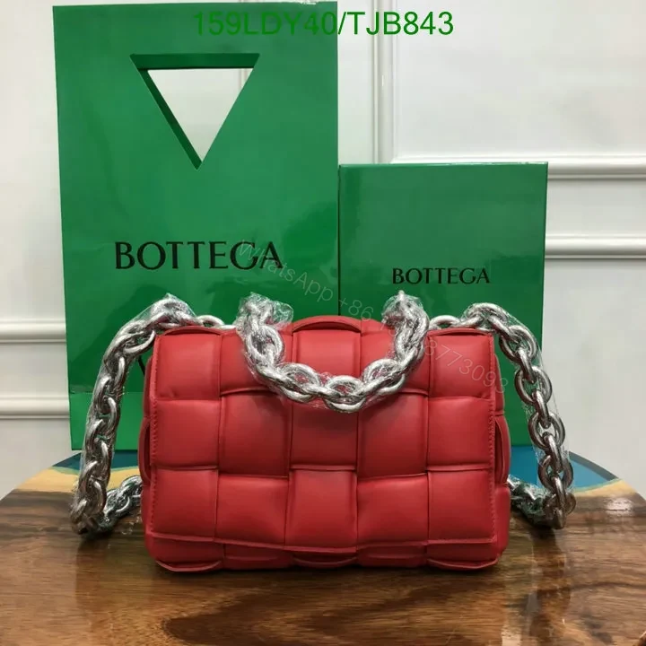 View 12 of Bottega Veneta Red Cross-Body Cassette Bag with Chain and Gold Hardware 6829