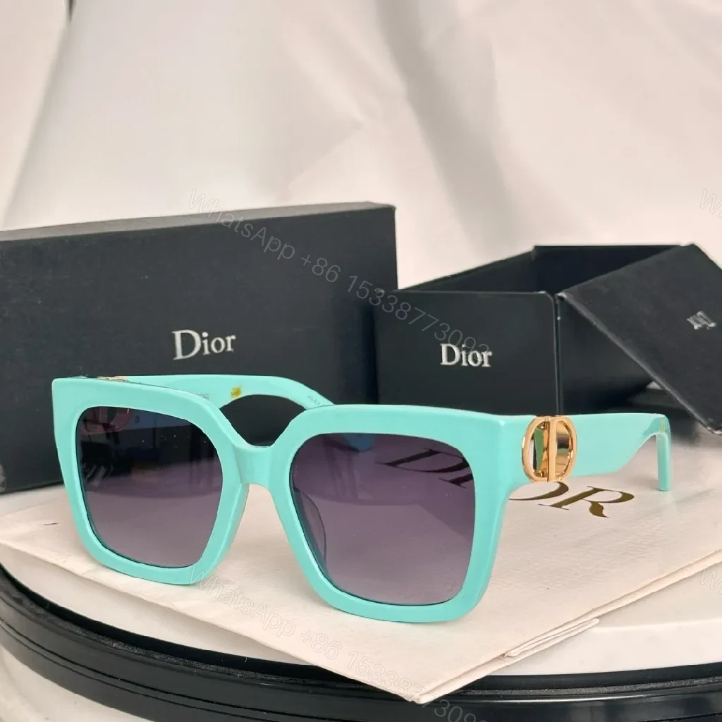 View 3 of Bold Black Dior-Style Frames: Oversized Gold Accent Sunglasses
