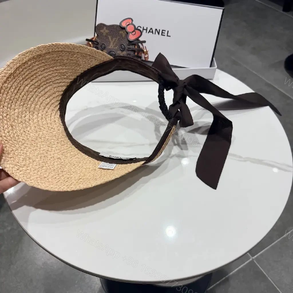 View 6 of Sun-Kissed Raffia Visor with Black Satin Band and Clasp