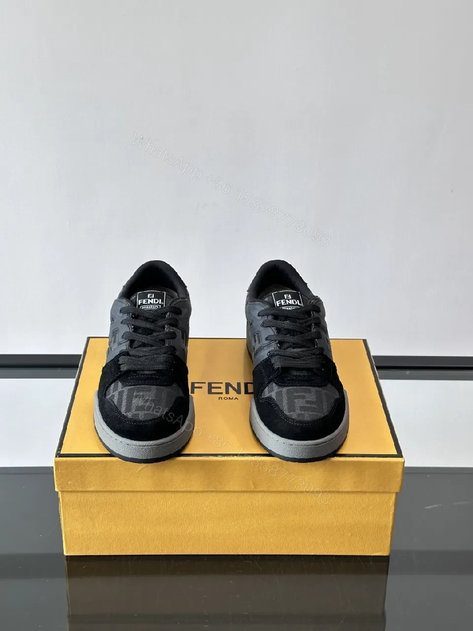 View 7 of Dark Luxe Monogram Platform Sneakers - High-Top Comfort