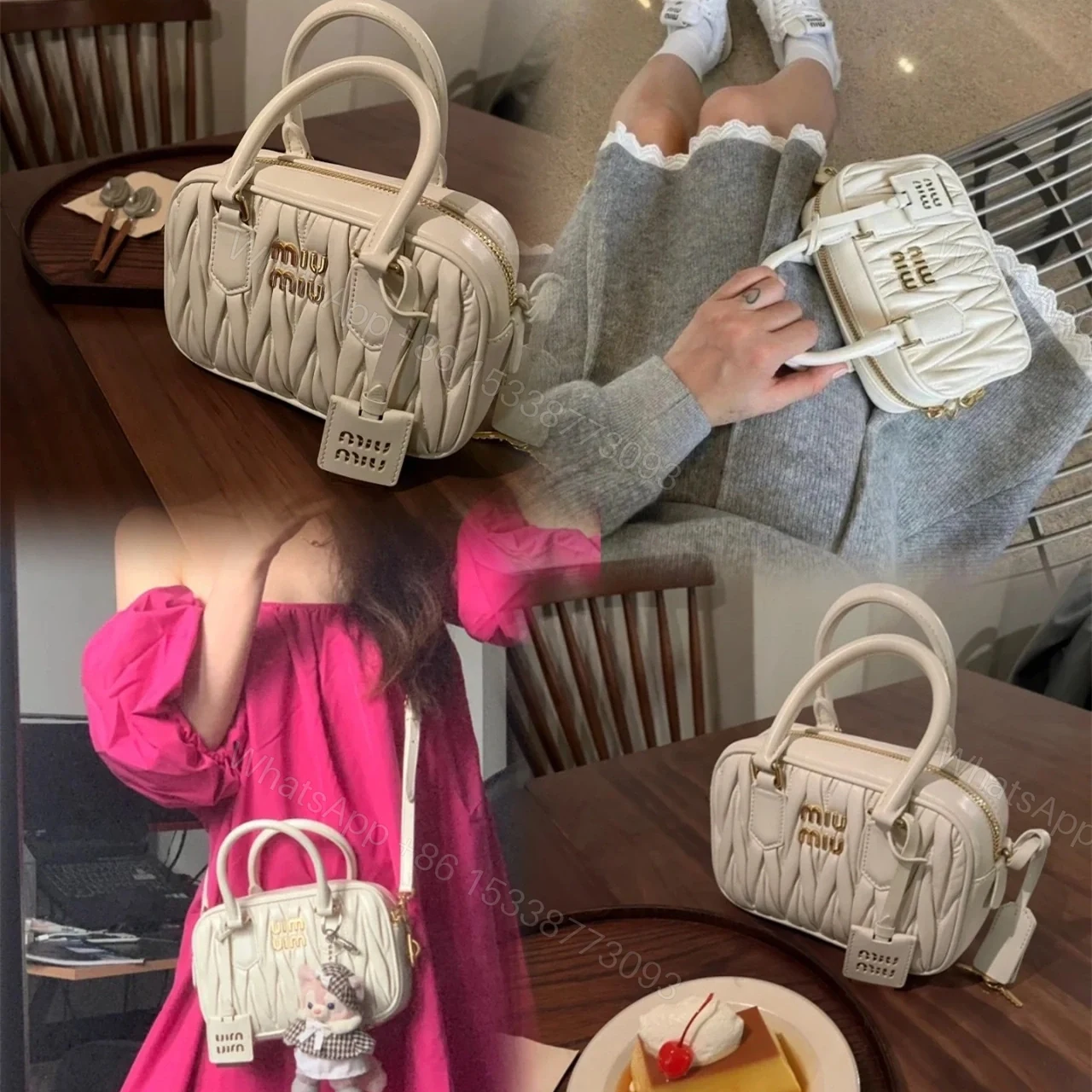 View 11 of 高仿miumiu繆繆TooPretty系列5BB123保齡球手袋白色